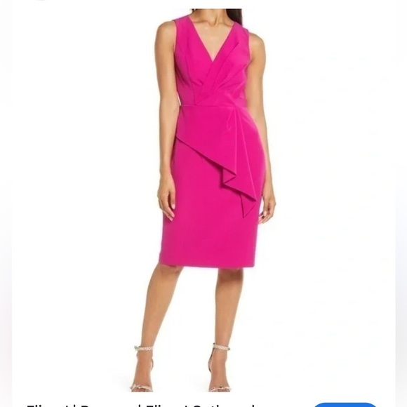 Eliza J Dresses & Skirts - Eliza J Gathered sheath beautiful pink dress size 6 wedding guest dress